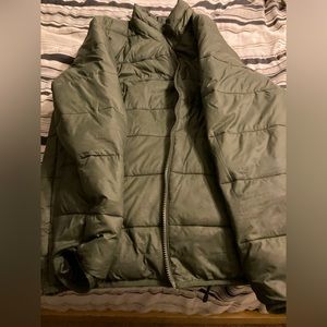 Green puffer jacket